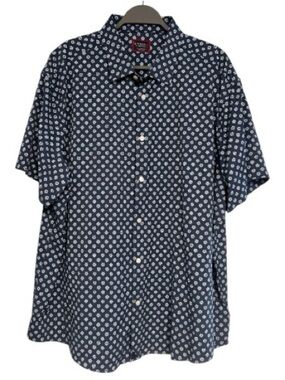 ❗️SOLD❗️ Navy Blue Short Sleeve Button-Down with White Micro Print